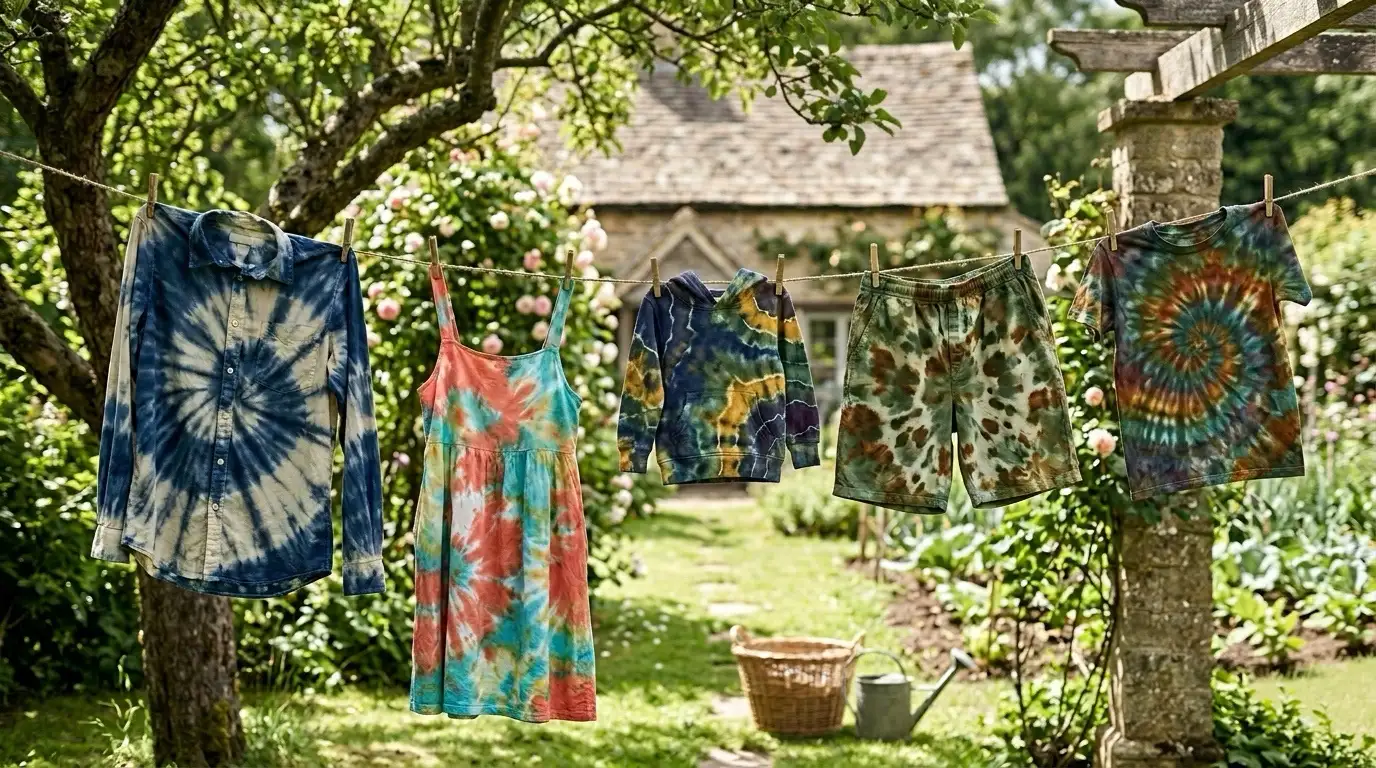 Air drying tie dye clothes to protect color
