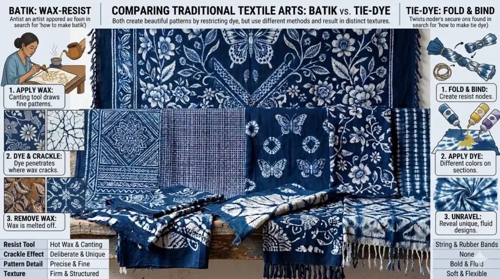 batik wax resist dyeing process fabric