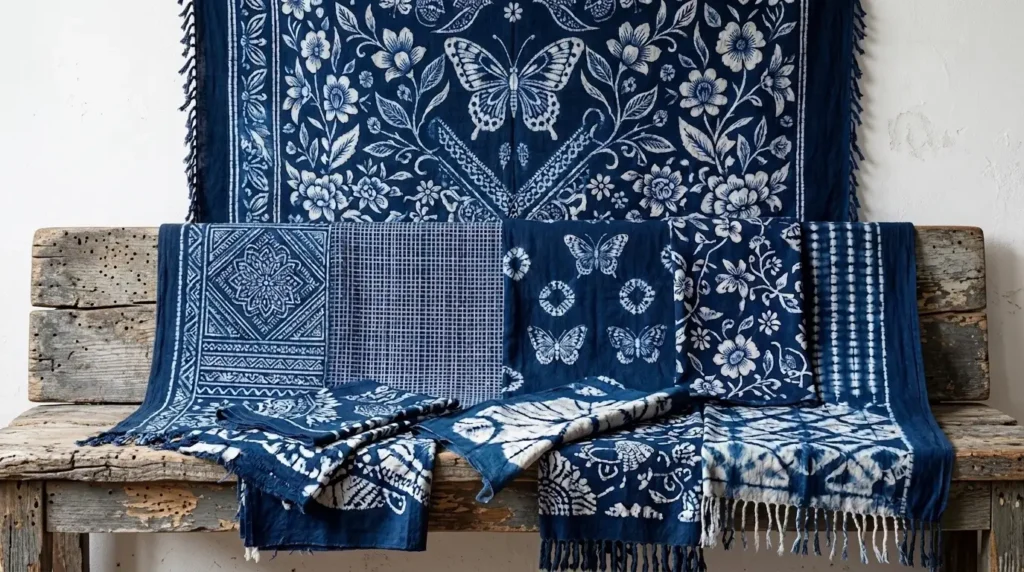 traditional chinese tie dye indigo fabric dali bai ethnic pattern