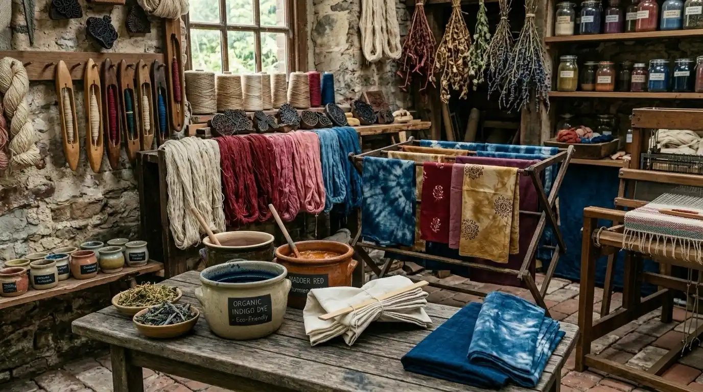 Handmade tie dye technique using small batch traditional dyeing process