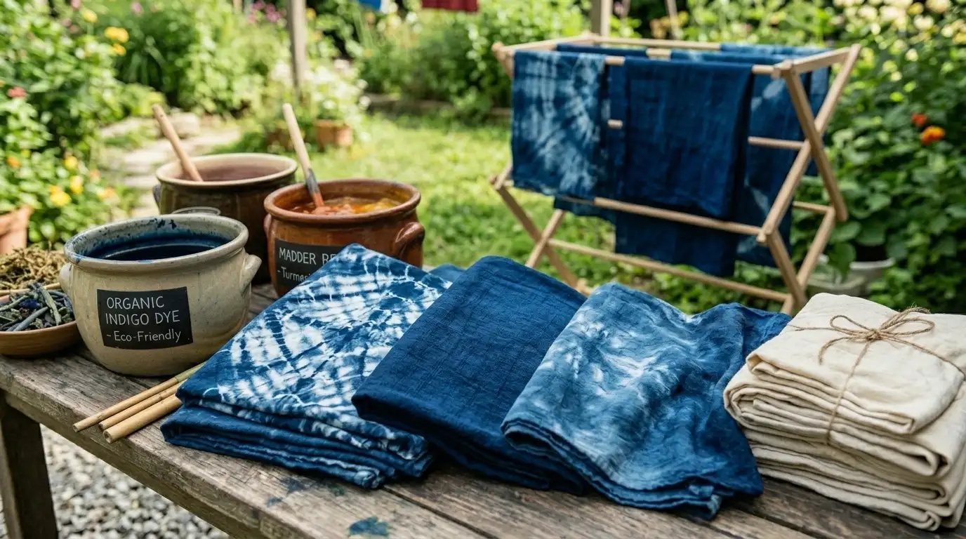Natural indigo dye fabric used in eco friendly traditional tie dye