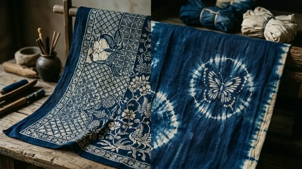 natural tie dye chinese indigo fabric