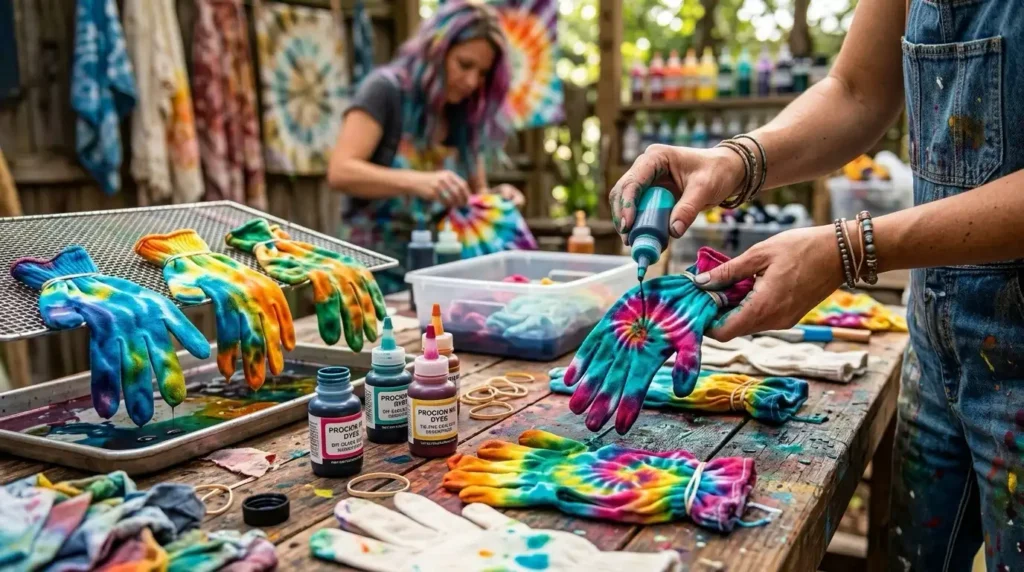 how to safely do tie dye with gloves