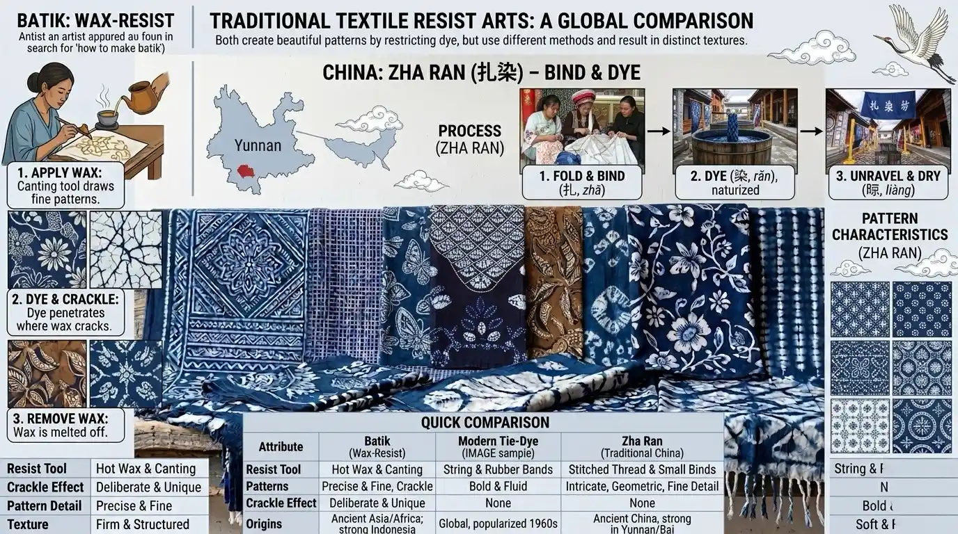 Traditional materials and process used in Chinese tie dye