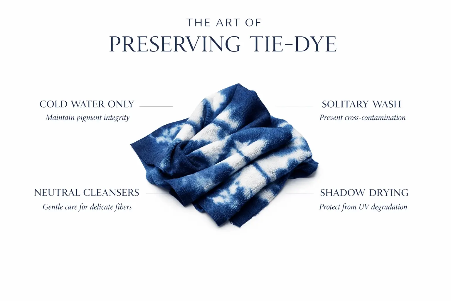 Tie dye care guide showing mistakes to avoid when washing