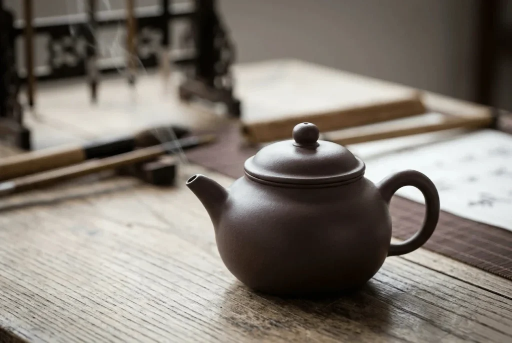 Yixing zisha teapot made from purple clay used for traditional Chinese tea