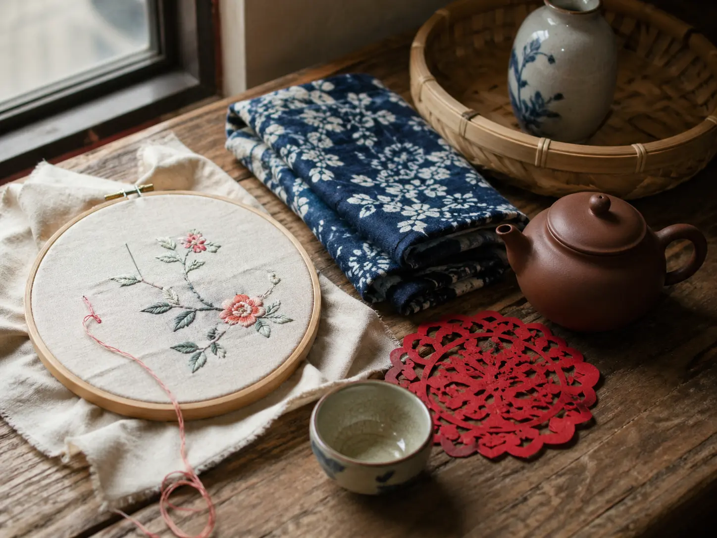 Traditional Chinese crafts displayed together as a beginner guide