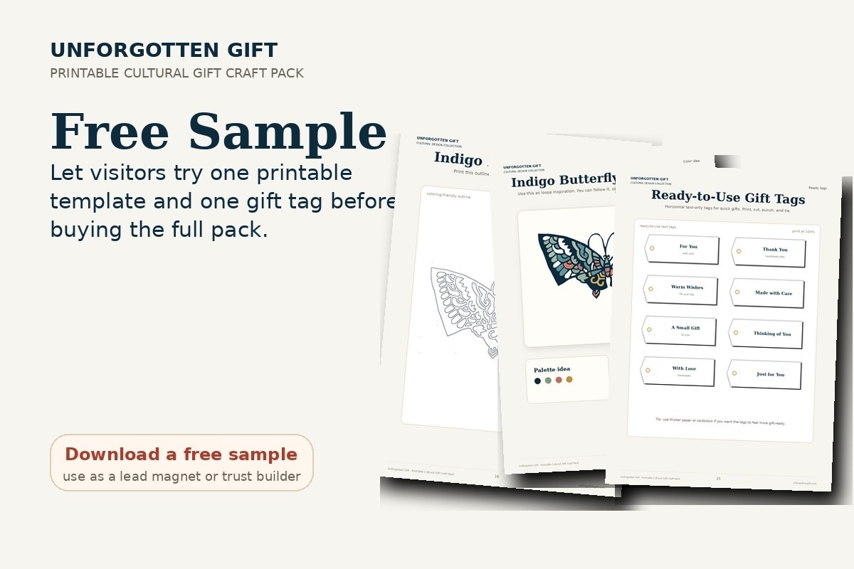 Free sample preview for Printable Cultural Gift Craft Pack with butterfly outline and color idea pages