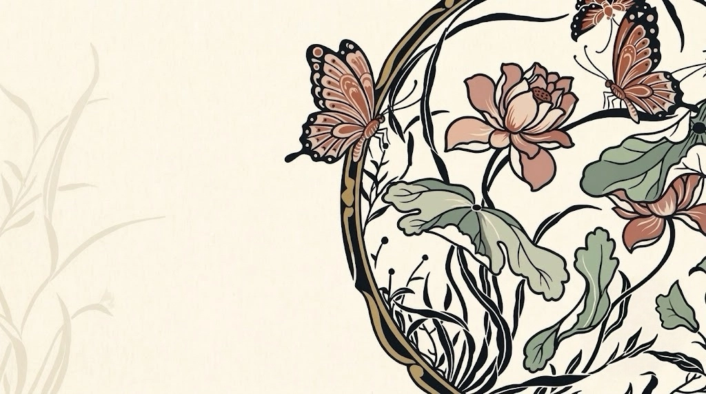 Chinese-inspired butterfly paper cutting patterns with lotus flowers and folk-art details