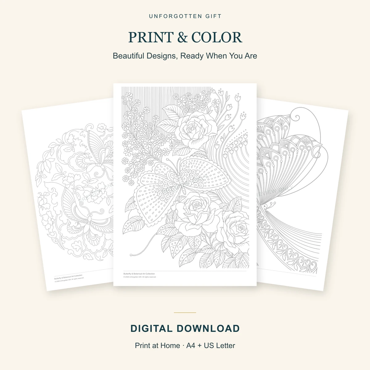 Printable Butterfly Coloring Book PDF| Butterfly & Bloom